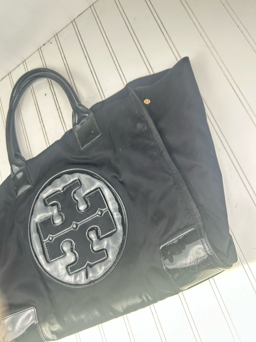 Tory Burch Black Nylon Ella Tote Shoulder Bag $240 - Picture 8 of 16